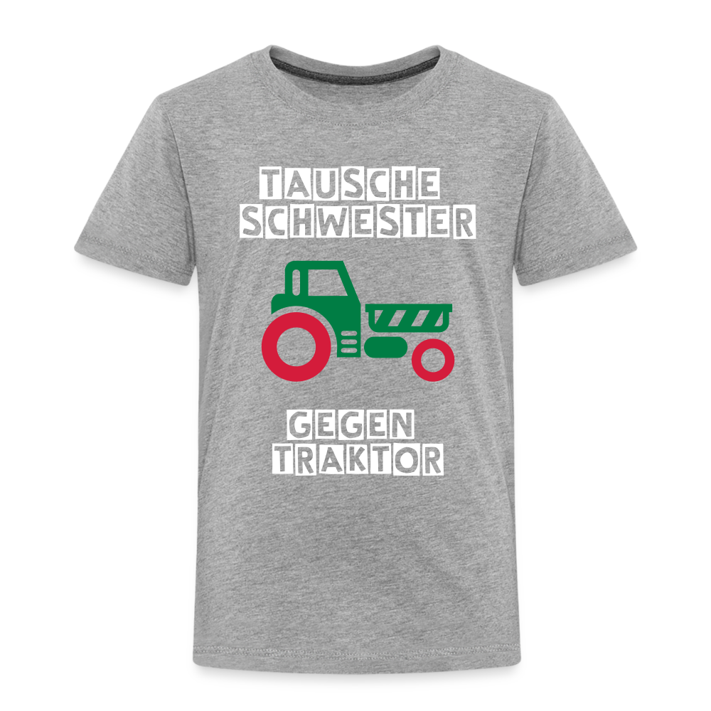 Kinder Premium T-Shirt - Tausche Schwester gegen Traktor - Grau meliert