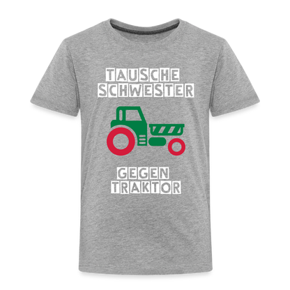 Kinder Premium T-Shirt - Tausche Schwester gegen Traktor - Grau meliert