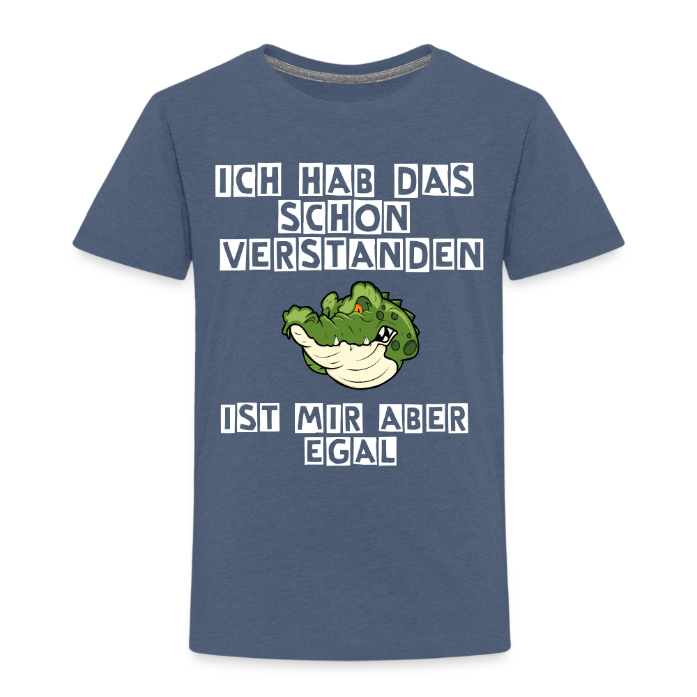 Kinder Premium T-Shirt - Ist mir egal Kinder Spruch - Blau meliert