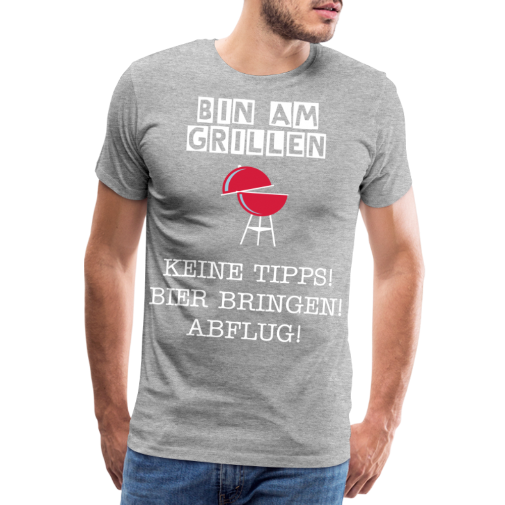 Männer Premium T-Shirt - Grillspruch Männer Shirt - Grau meliert