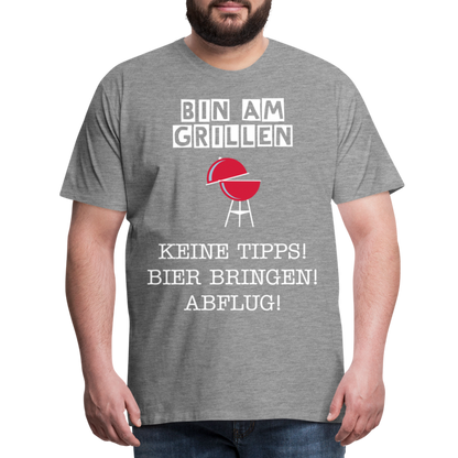 Männer Premium T-Shirt - Grillspruch Männer Shirt - Grau meliert