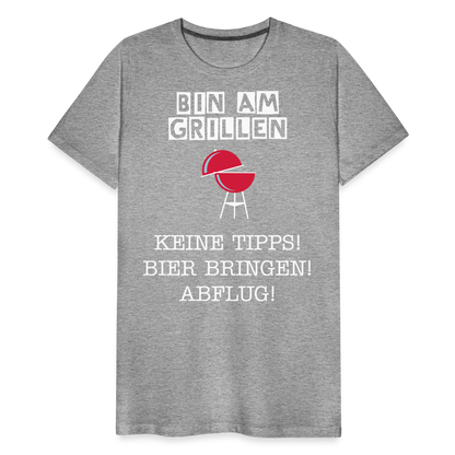 Männer Premium T-Shirt - Grillspruch Männer Shirt - Grau meliert