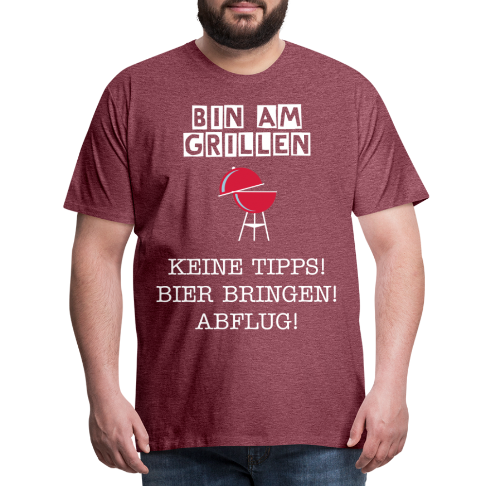 Männer Premium T-Shirt - Grillspruch Männer Shirt - Bordeauxrot meliert