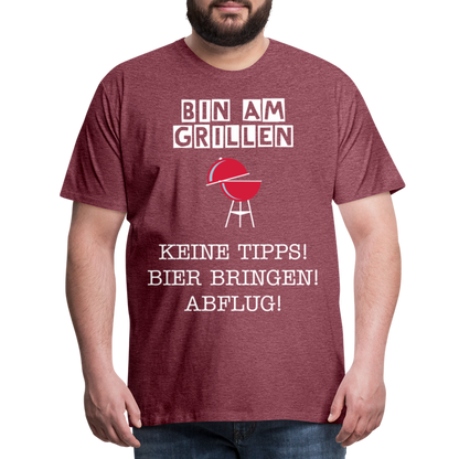 Männer Premium T-Shirt - Grillspruch Männer Shirt - Bordeauxrot meliert