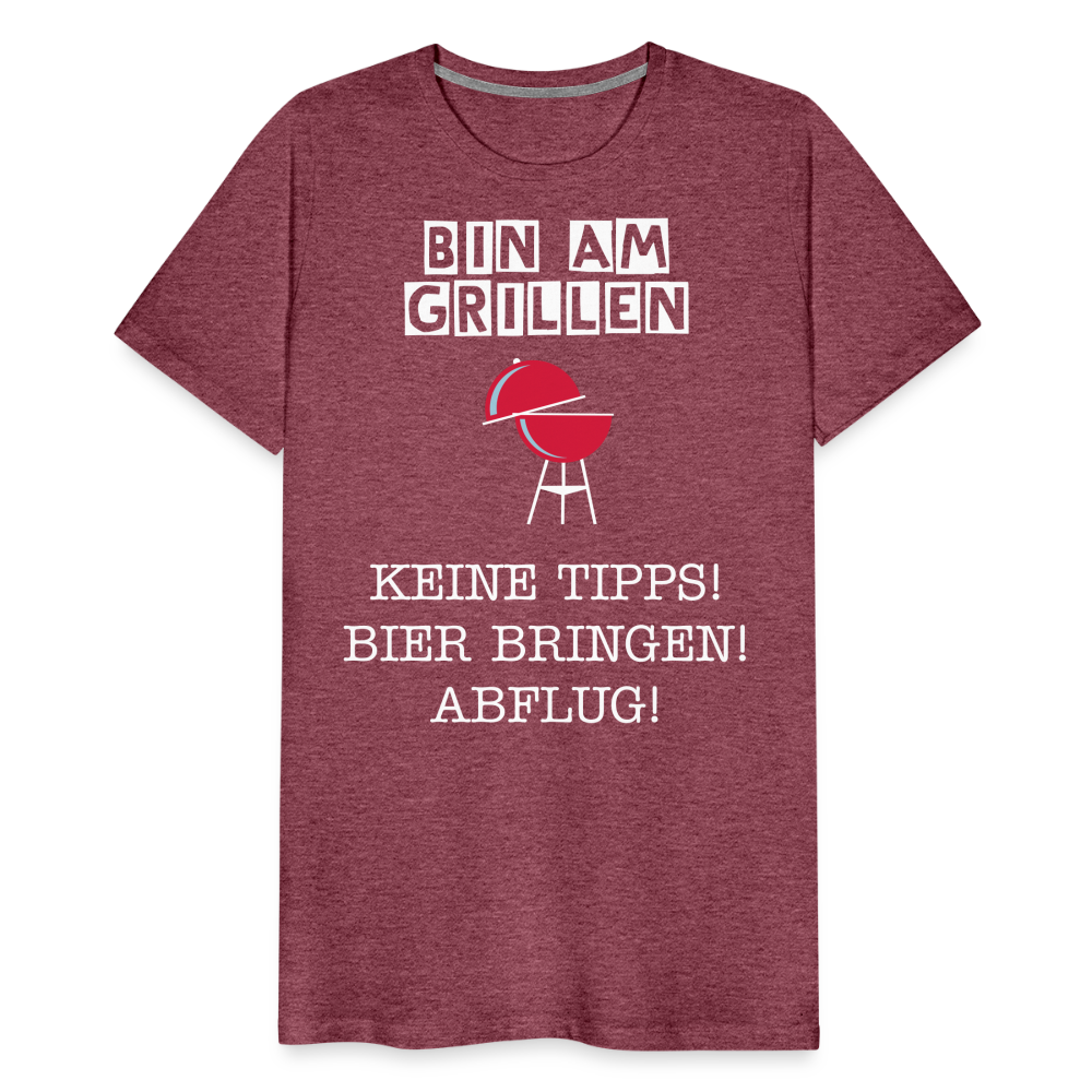 Männer Premium T-Shirt - Grillspruch Männer Shirt - Bordeauxrot meliert