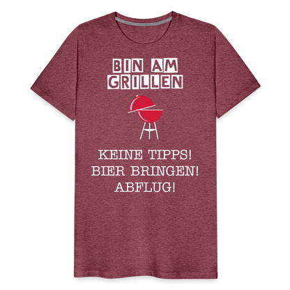 Männer Premium T-Shirt - Grillspruch Männer Shirt - Bordeauxrot meliert