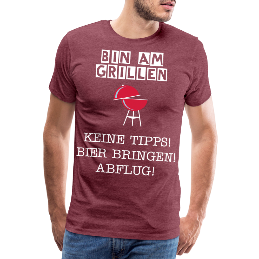 Männer Premium T-Shirt - Grillspruch Männer Shirt - Bordeauxrot meliert