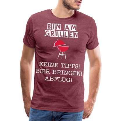 Männer Premium T-Shirt - Grillspruch Männer Shirt - Bordeauxrot meliert