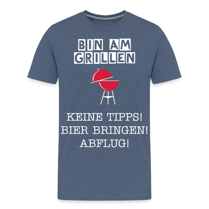 Männer Premium T-Shirt - Grillspruch Männer Shirt - Blau meliert