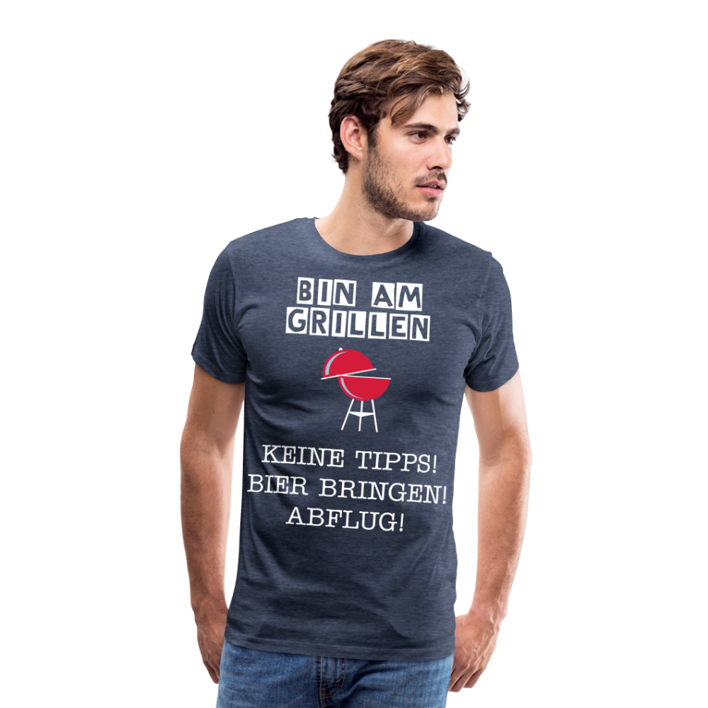 Männer Premium T-Shirt - Grillspruch Männer Shirt - Blau meliert