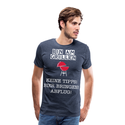 Männer Premium T-Shirt - Grillspruch Männer Shirt - Blau meliert