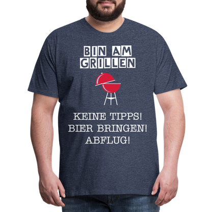 Männer Premium T-Shirt - Grillspruch Männer Shirt - Blau meliert