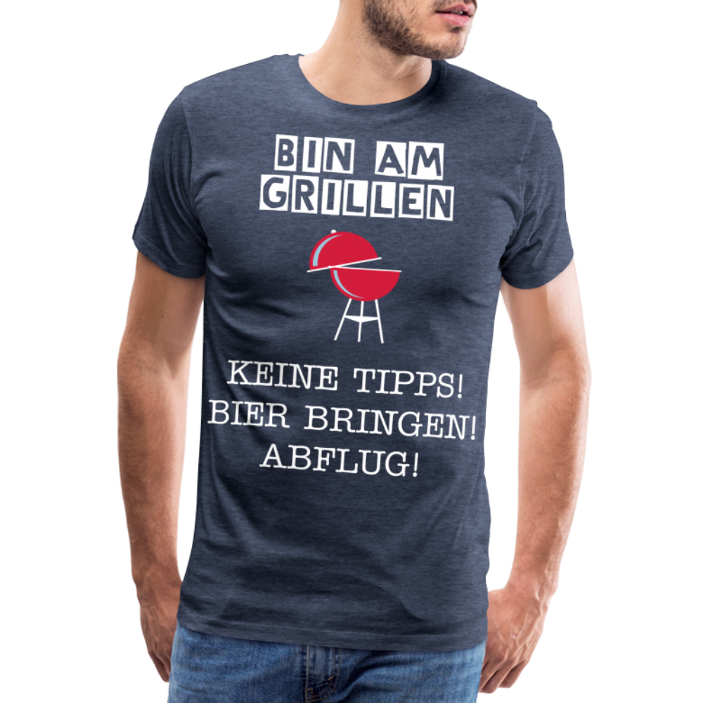 Männer Premium T-Shirt - Grillspruch Männer Shirt - Blau meliert