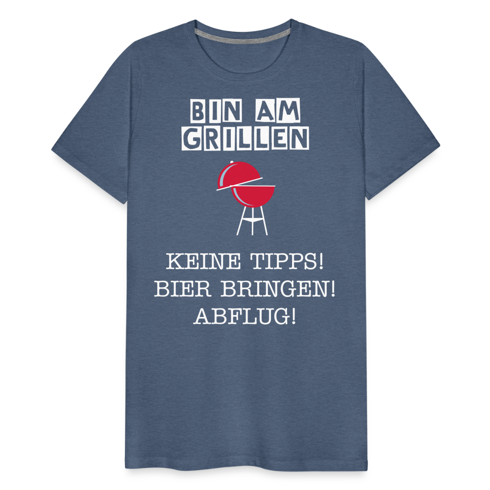 Männer Premium T-Shirt - Grillspruch Männer Shirt - Blau meliert