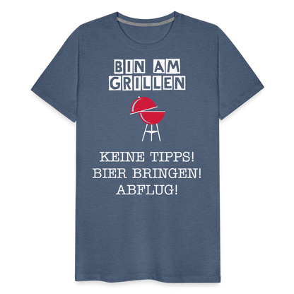 Männer Premium T-Shirt - Grillspruch Männer Shirt - Blau meliert