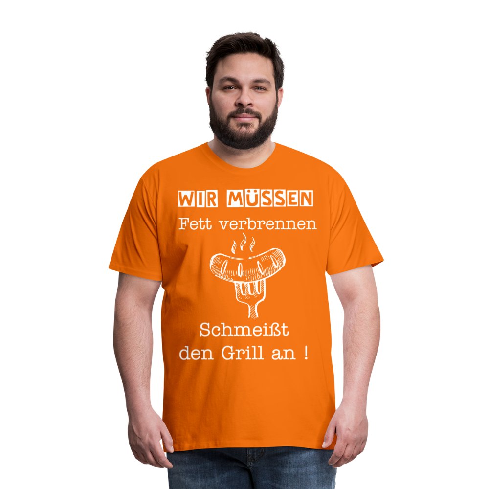 Männer Premium T-Shirt - Wir müssen Fett verbrennen Grill Shirt - Orange