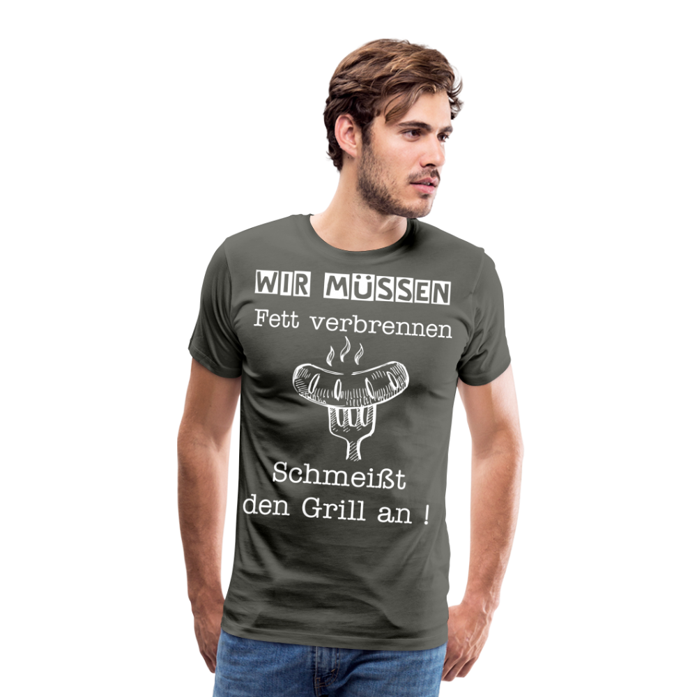 Männer Premium T-Shirt - Wir müssen Fett verbrennen Grill Shirt - Asphalt