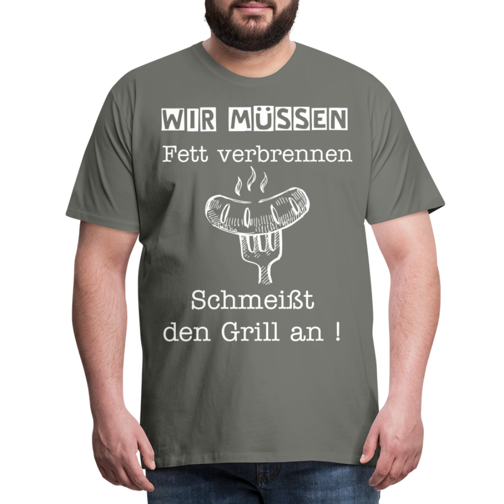 Männer Premium T-Shirt - Wir müssen Fett verbrennen Grill Shirt - Asphalt