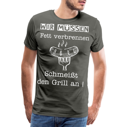 Männer Premium T-Shirt - Wir müssen Fett verbrennen Grill Shirt - Asphalt