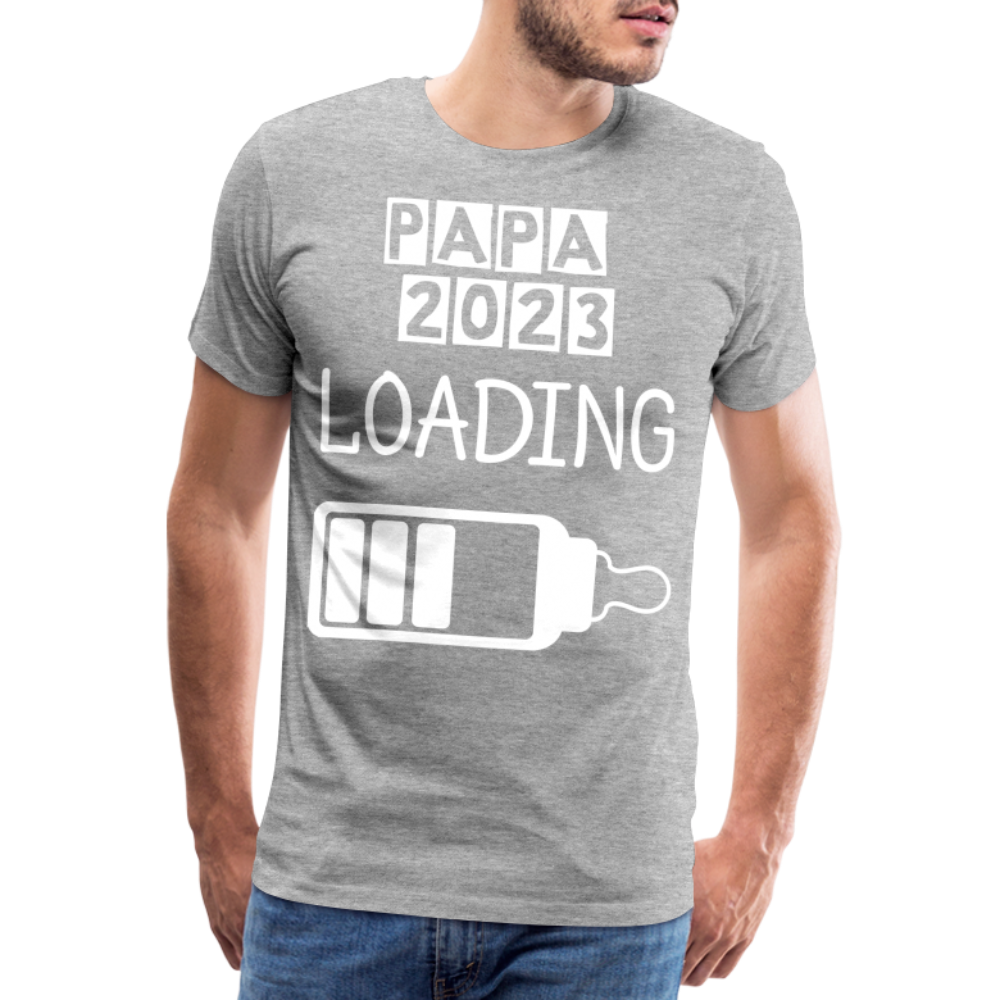 Männer Premium T-Shirt - Papa 2023 LOADING - Grau meliert