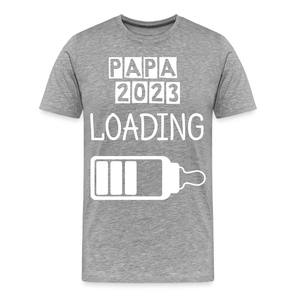 Männer Premium T-Shirt - Papa 2023 LOADING - Grau meliert