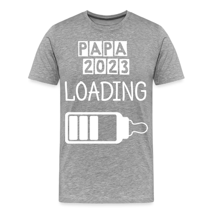 Männer Premium T-Shirt - Papa 2023 LOADING - Grau meliert