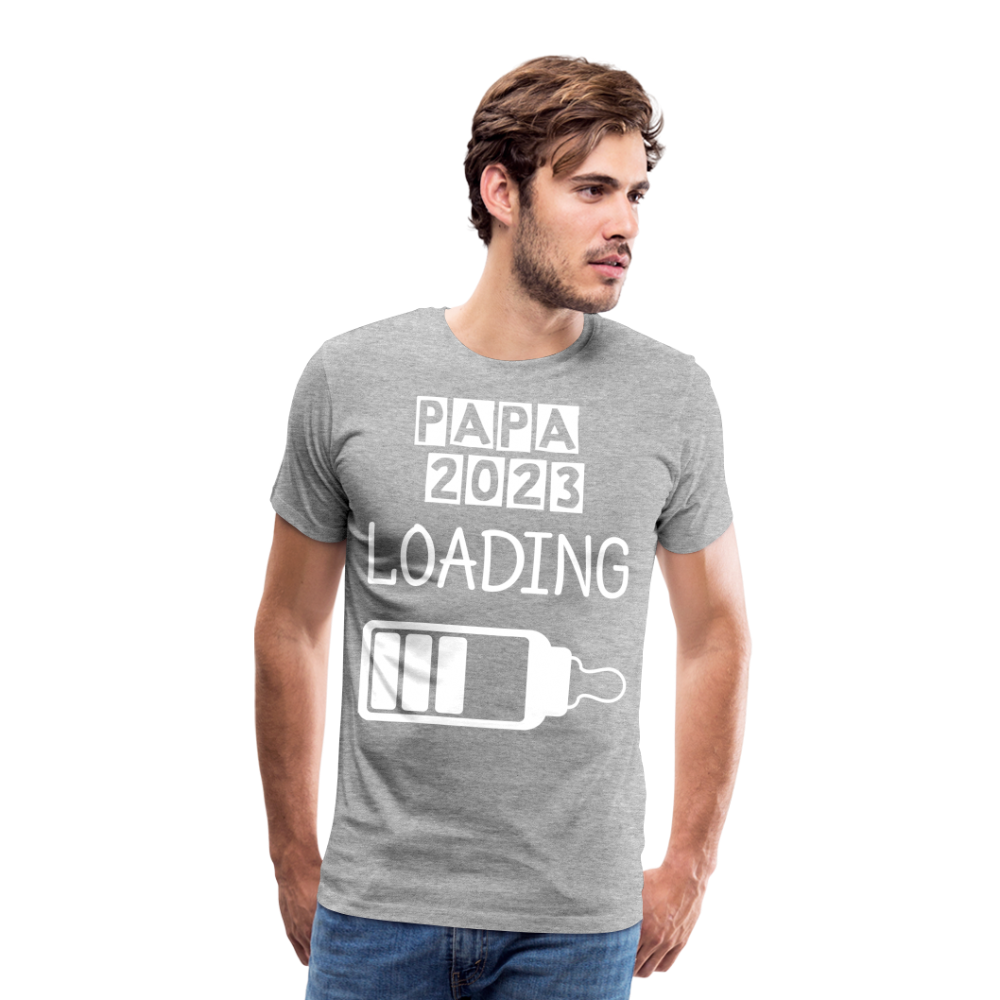 Männer Premium T-Shirt - Papa 2023 LOADING - Grau meliert