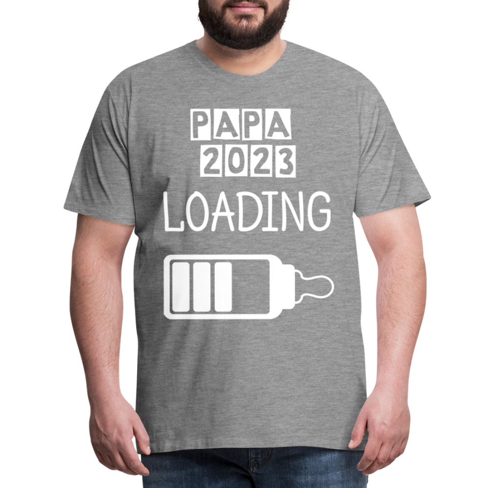 Männer Premium T-Shirt - Papa 2023 LOADING - Grau meliert