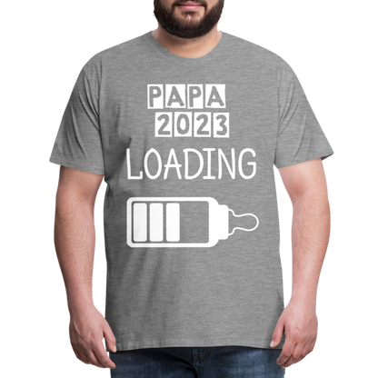 Männer Premium T-Shirt - Papa 2023 LOADING - Grau meliert