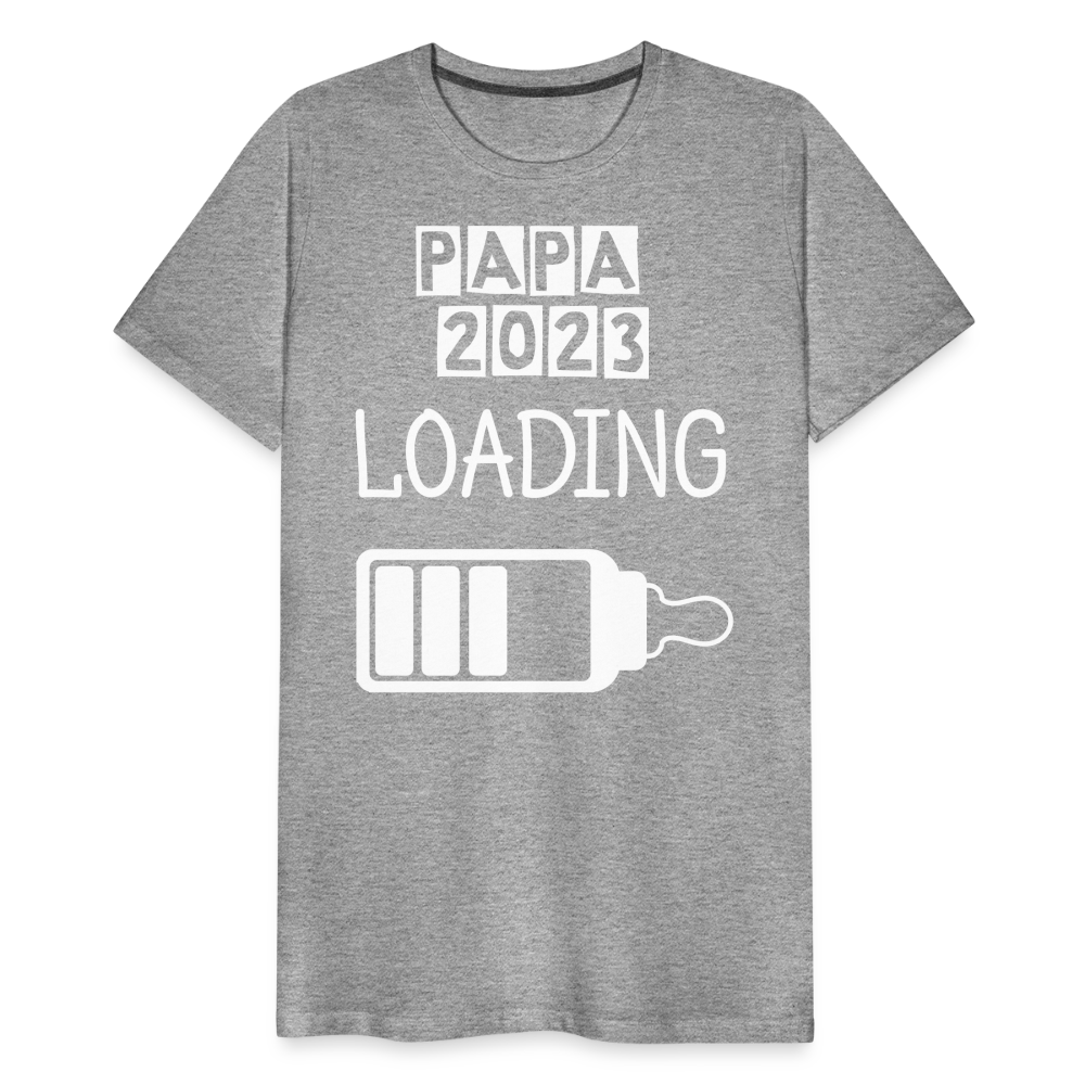 Männer Premium T-Shirt - Papa 2023 LOADING - Grau meliert