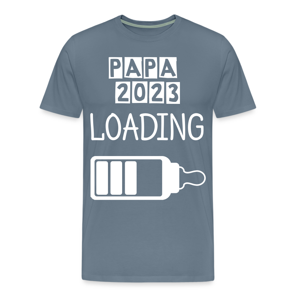 Männer Premium T-Shirt - Papa 2023 LOADING - Blaugrau