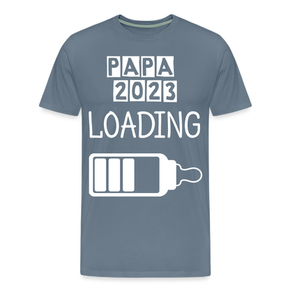 Männer Premium T-Shirt - Papa 2023 LOADING - Blaugrau