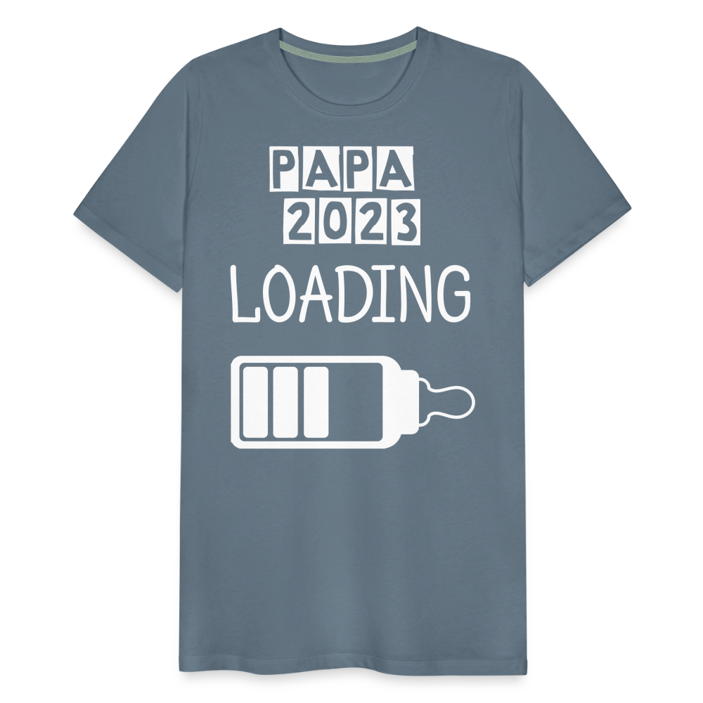 Männer Premium T-Shirt - Papa 2023 LOADING - Blaugrau