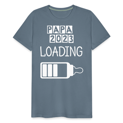 Männer Premium T-Shirt - Papa 2023 LOADING - Blaugrau