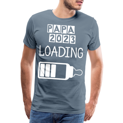 Männer Premium T-Shirt - Papa 2023 LOADING - Blaugrau