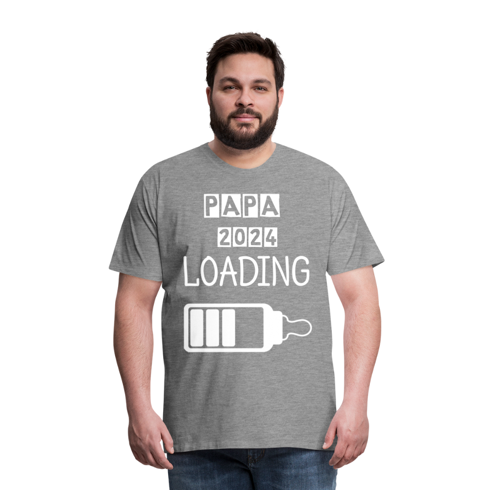 Männer Premium T-Shirt - Papa 2024 LOADING - Grau meliert