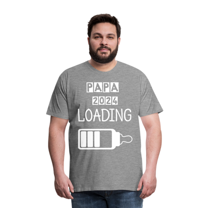 Männer Premium T-Shirt - Papa 2024 LOADING - Grau meliert