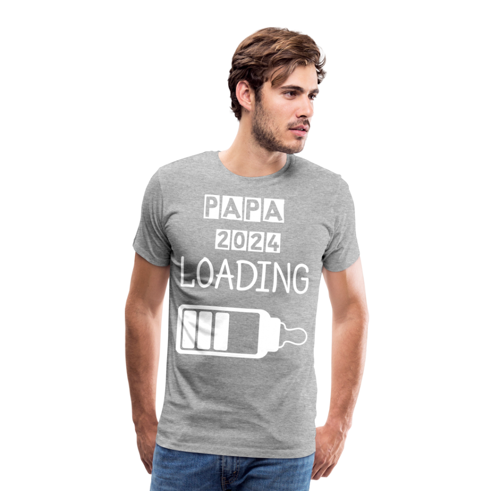 Männer Premium T-Shirt - Papa 2024 LOADING - Grau meliert