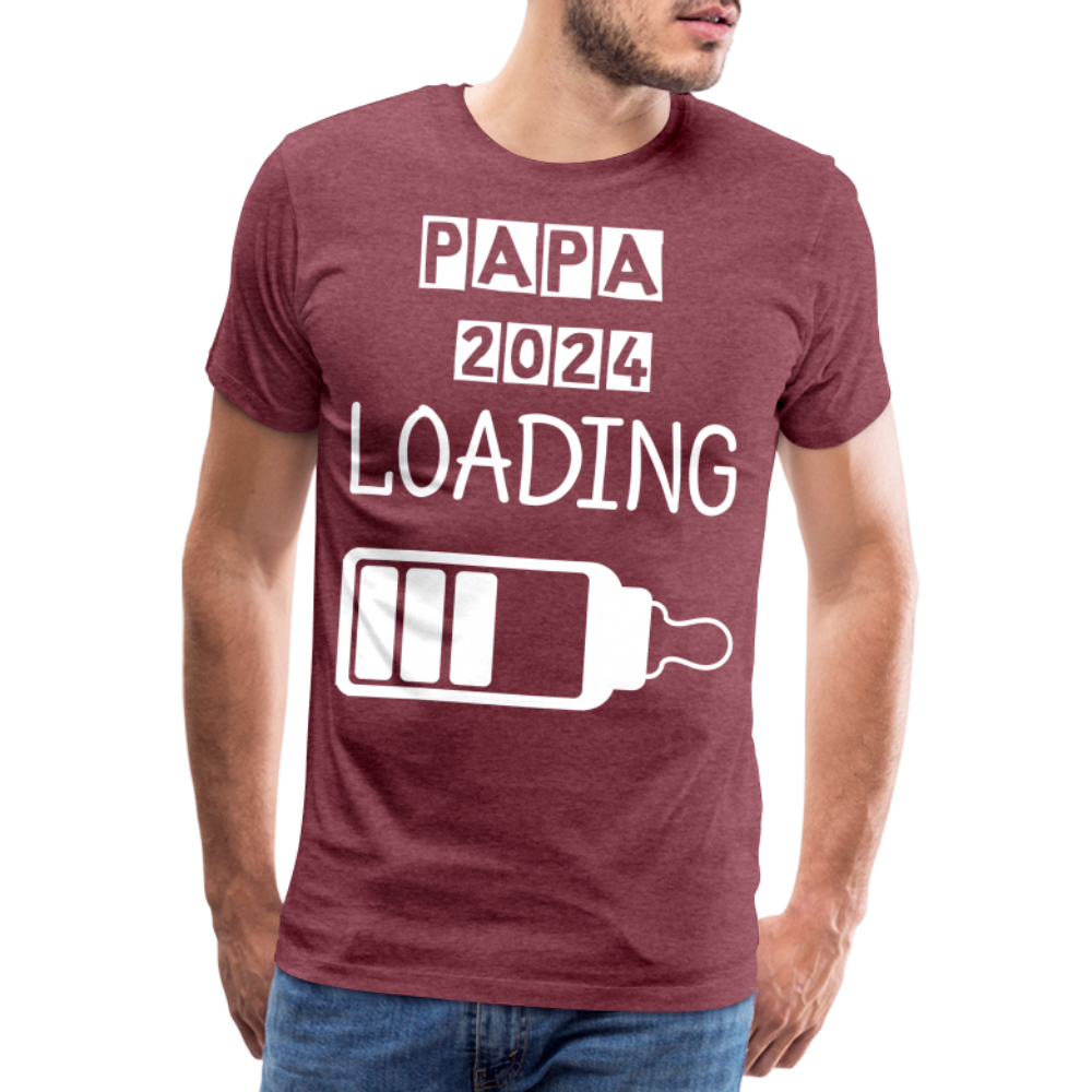 Männer Premium T-Shirt - Papa 2024 LOADING - Bordeauxrot meliert