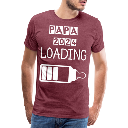 Männer Premium T-Shirt - Papa 2024 LOADING - Bordeauxrot meliert