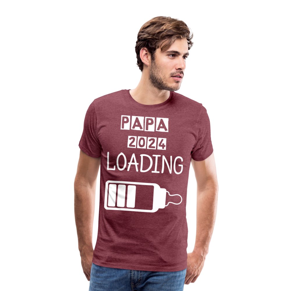 Männer Premium T-Shirt - Papa 2024 LOADING - Bordeauxrot meliert