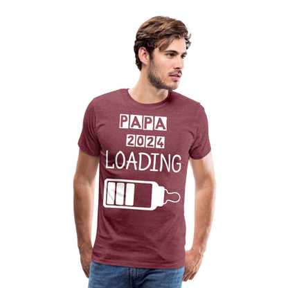 Männer Premium T-Shirt - Papa 2024 LOADING - Bordeauxrot meliert