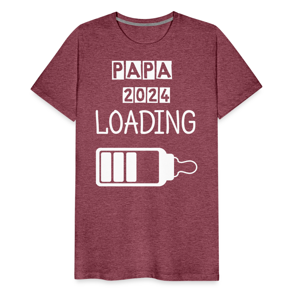 Männer Premium T-Shirt - Papa 2024 LOADING - Bordeauxrot meliert