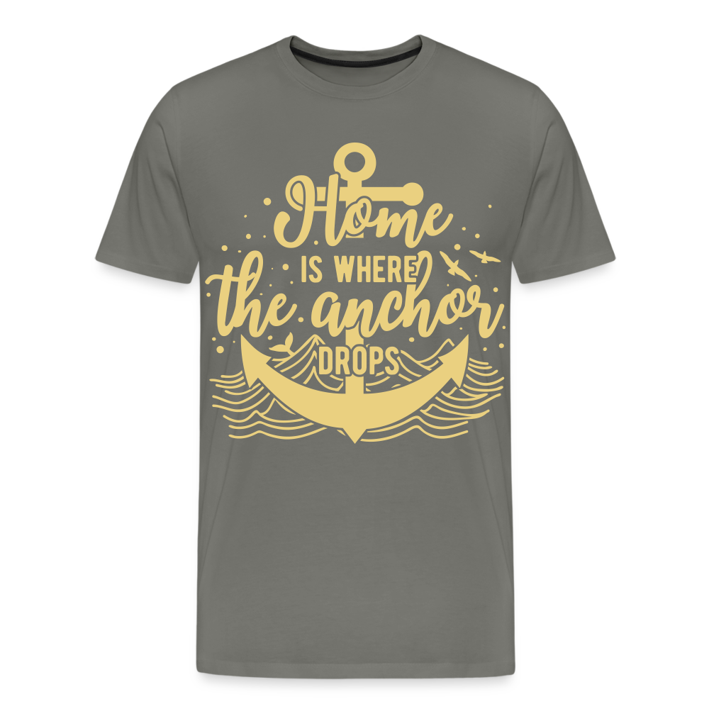 Männer Premium T-Shirt - Home is where the Anchor Drops - Asphalt