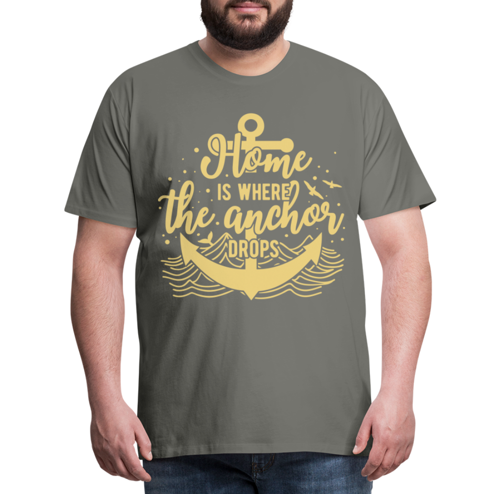 Männer Premium T-Shirt - Home is where the Anchor Drops - Asphalt