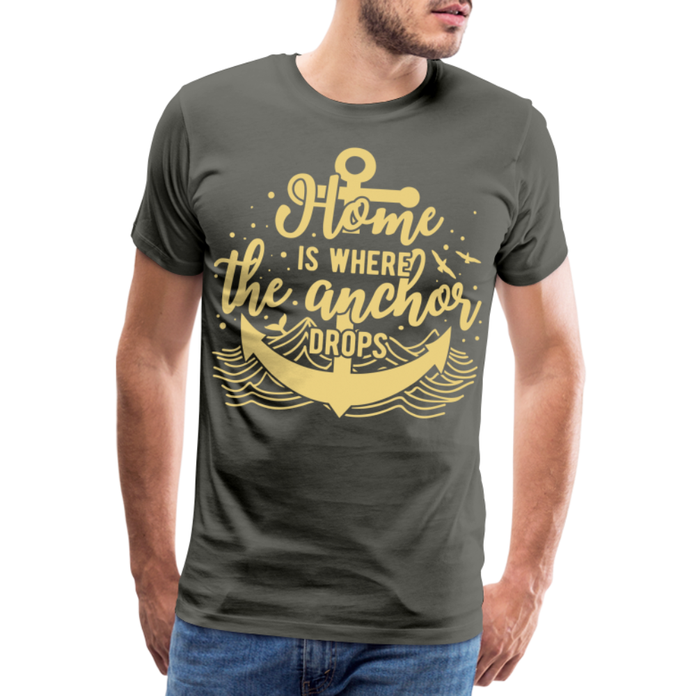 Männer Premium T-Shirt - Home is where the Anchor Drops - Asphalt