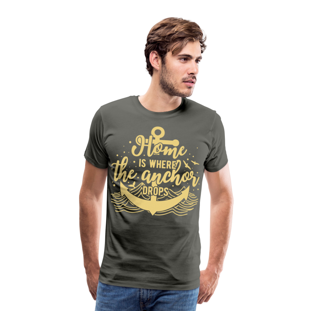 Männer Premium T-Shirt - Home is where the Anchor Drops - Asphalt