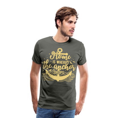 Männer Premium T-Shirt - Home is where the Anchor Drops - Asphalt