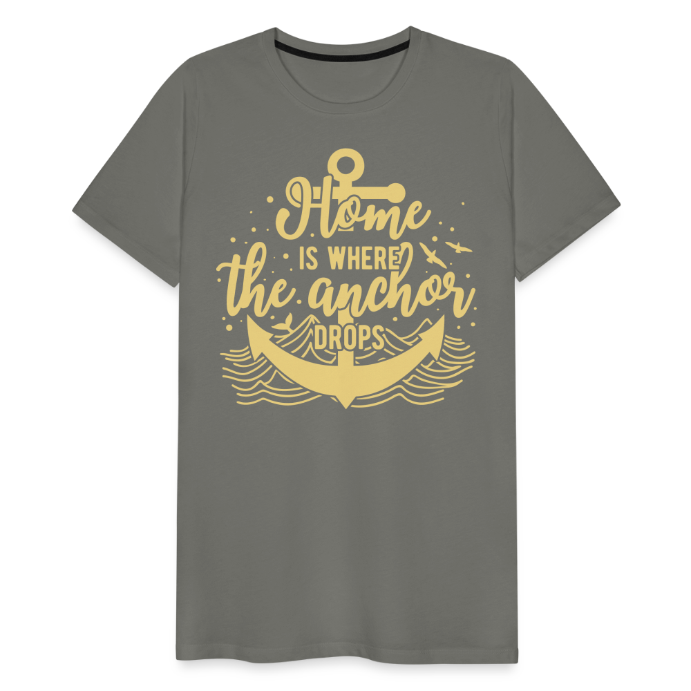 Männer Premium T-Shirt - Home is where the Anchor Drops - Asphalt