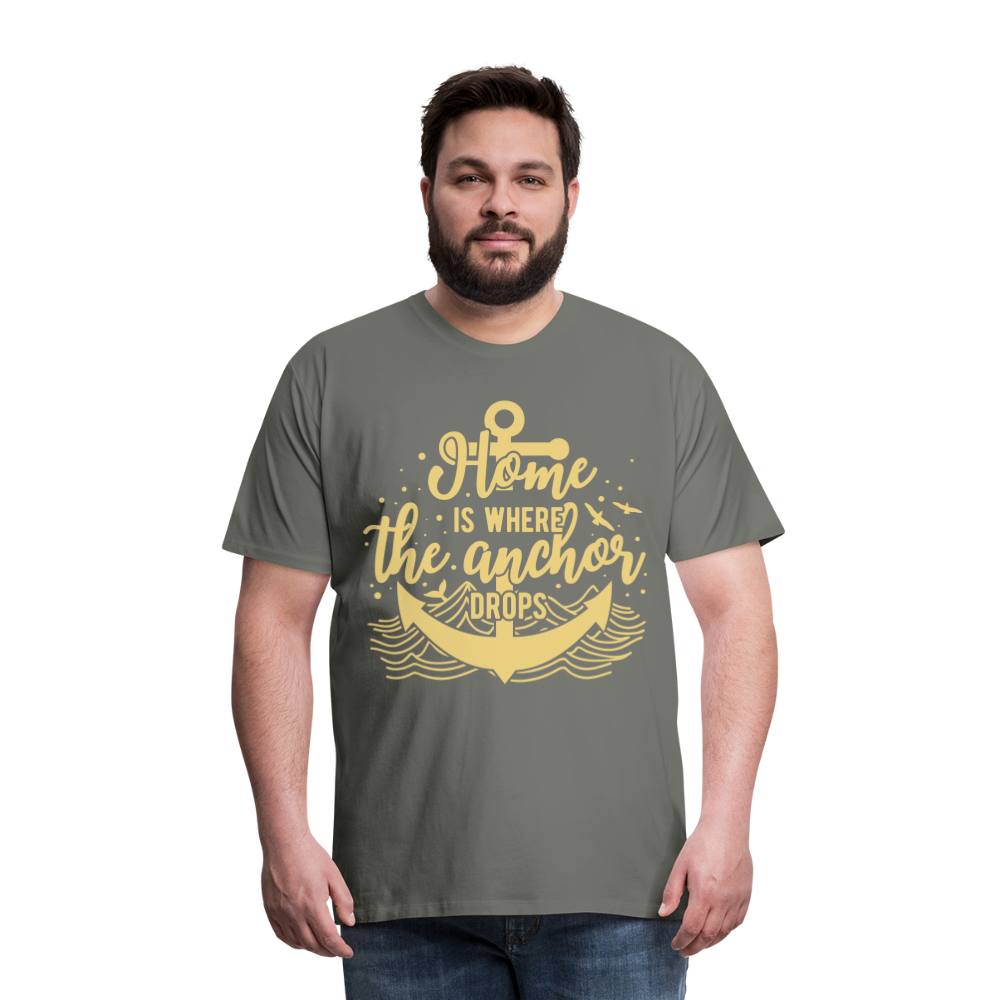 Männer Premium T-Shirt - Home is where the Anchor Drops - Asphalt